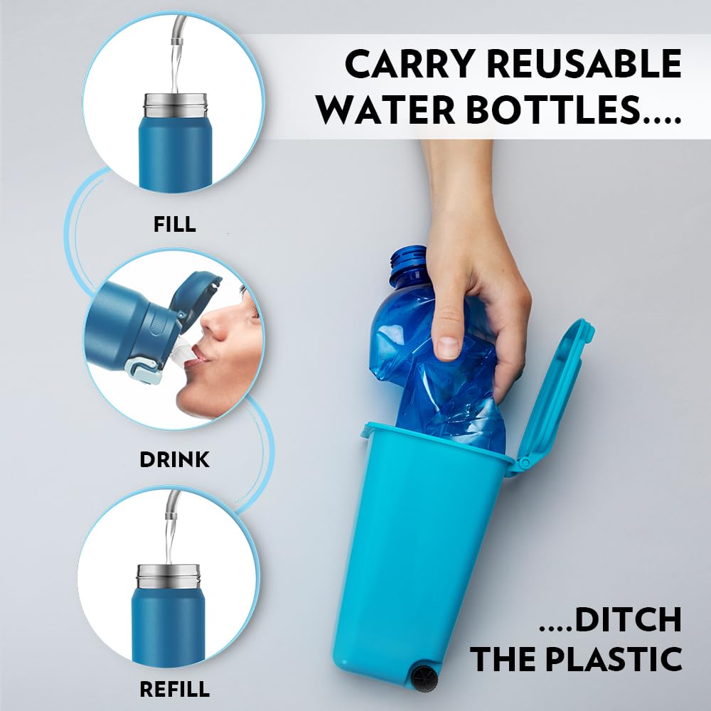 Borosil Aquasport 800 Ml Stainless Steel Insulated Water Bottle | Double Wall Vaccum Insulated, Flask | 10 Hours Hot & Cold | Blue