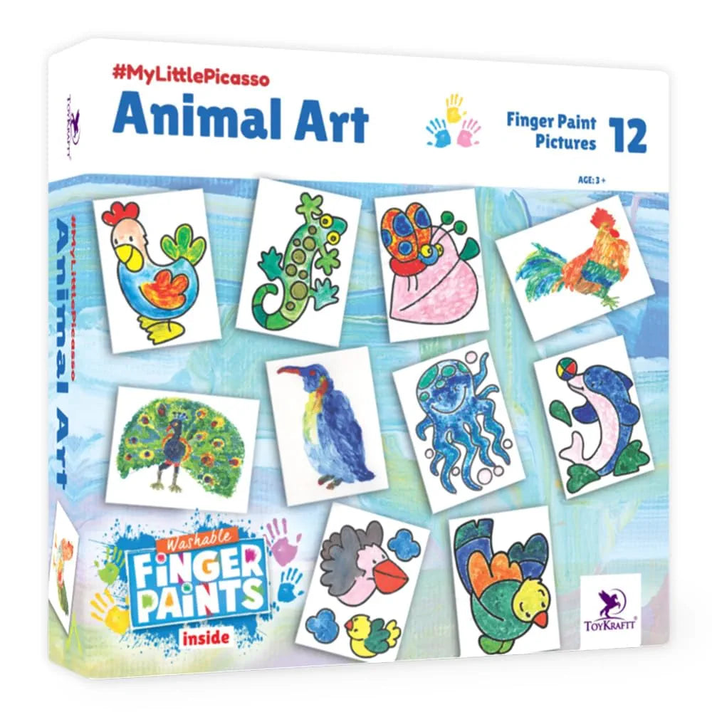 TOYKRAFTT Child Safe Finger Painting Kit to Paint Animal Pictures, Gift for Boys and Girls, Non Toxic Child Safe Colours, Painting book for kids 3-5 Year Old