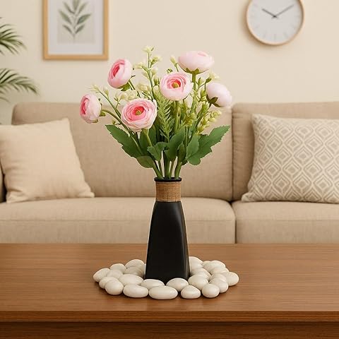 Artificial Multiflora Flower Roses Fake Sticks Bunch Decorative Without Vase Peach Fabric