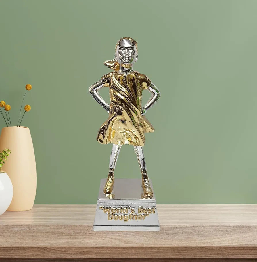 Gold Art India World's Best Daughter Figurine Silver & Gold Plated