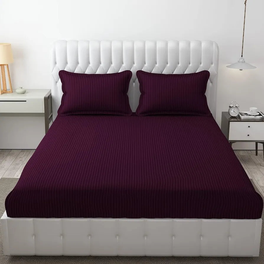 Fresh From Loom King Size Flat Bedsheets Hotel & Home Double Bedsheet Set with 2 Pillow Covers Wine