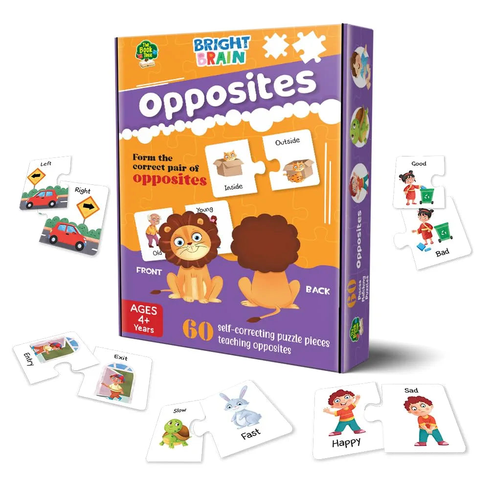 The Book Tree Bright Brain Opposites 60 Piece Jigsaw Puzzle for Preschoolers, Educational Toy for Learning Opposites, Gifts for Kids Ages 3 to 6 by Majestic Book Club