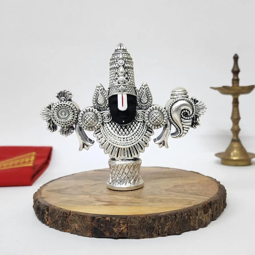 Gold Art India Lord Venkateswara Balaji Idol Silver-Plated Antique Matte Finish