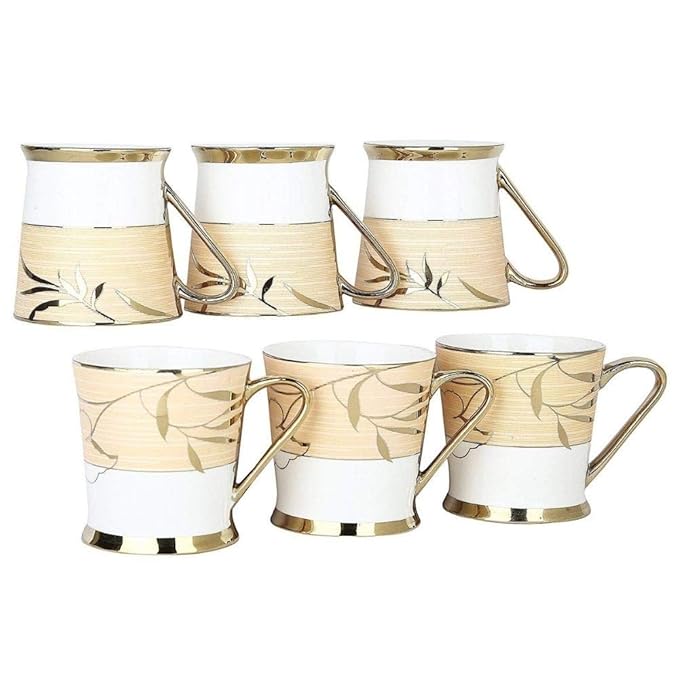 Femora Indian Ceramic Tea Cups 200 Ml | Set of 6 | Multi-color | Not Microwave Safe