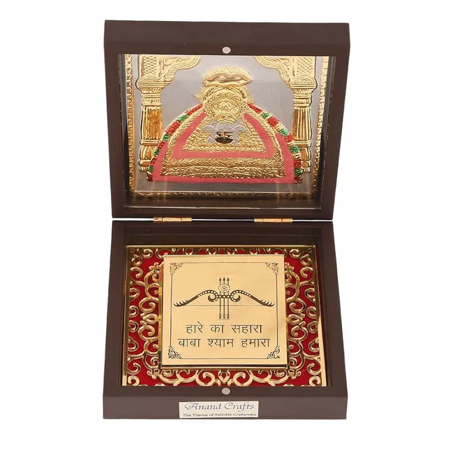 Jaipur Ace Shree Khatu Shyam Baba Gold Plated Charan Paduka Yantra With Wooden Box