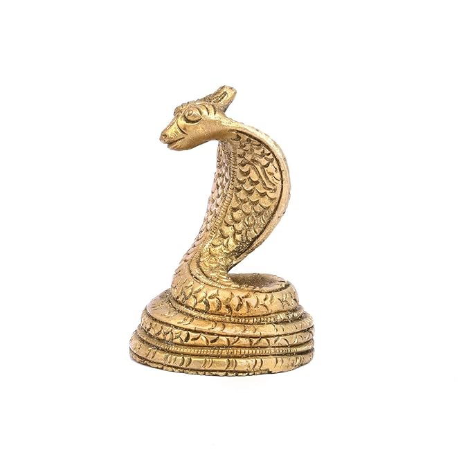 The Advitya Brass Snake Statue for Shivling | Snake Idol Showpiece for Pooja & Decor | 2.5