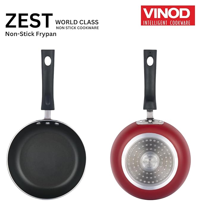 Vinod Zest Inducto Aluminium Non Stick Frypan - 20 cm | 3mm Extra Thick | 3 Layer Coating