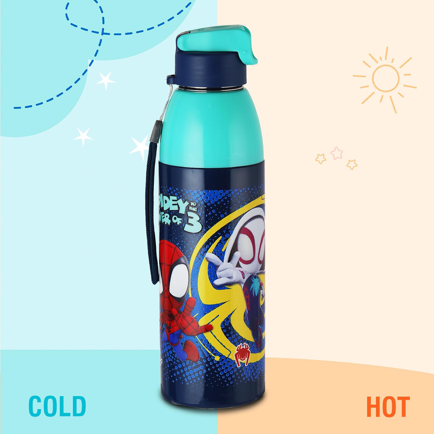 Cello Kidzbee Uranus 600 Web Warriors Water Bottle | 540 ml