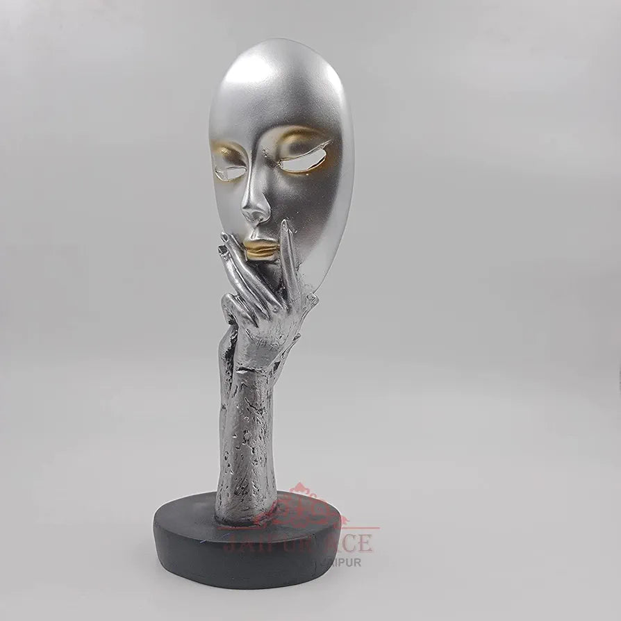 Jaipur Ace Lady Face Statue Sculptures Showpieces Creative Abstract Design Art Silver Face