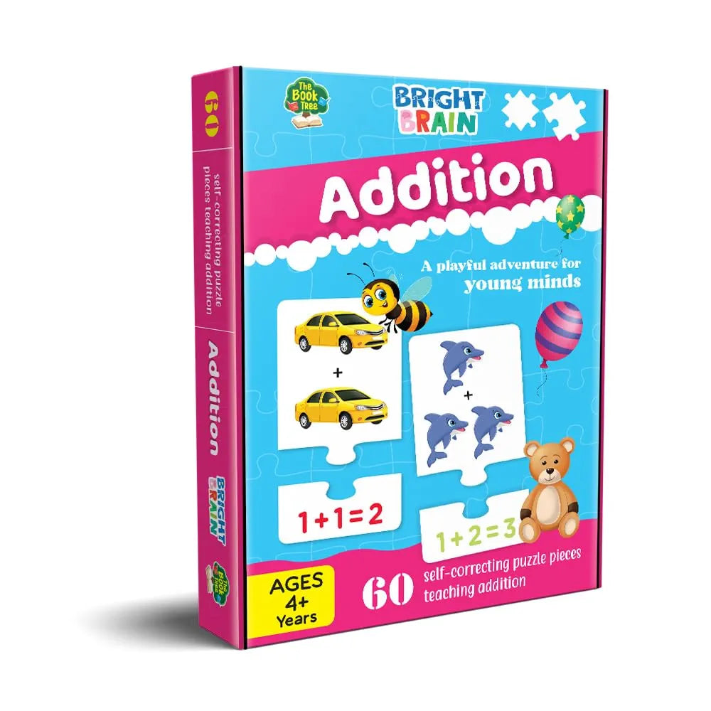 The Book Tree Bright Brain Addition Puzzle – Learn Basic Math with 60 Pieces Puzzle – Fun & Educational for Kids Age 4+ – Educational Toy Birthday Gift for Boys and Girls by Majestic Book Club