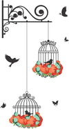 Decals Design Hanging Birds Cage with Flowers Wall Sticker