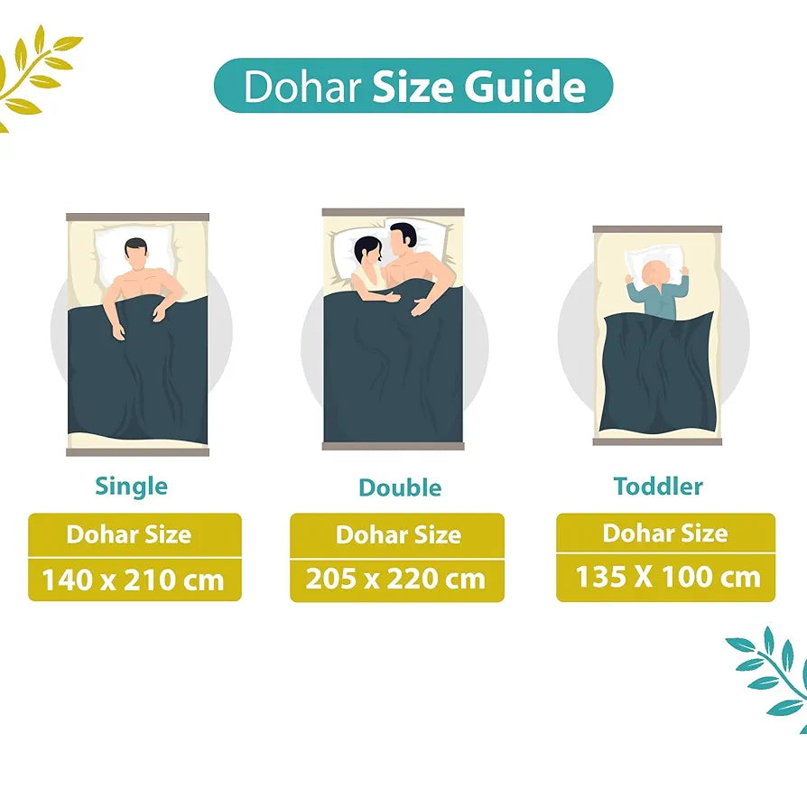 Divine Casa Cambric Cotton Single Bed Dohar 3 Layer dohar with Flannel Inside Reversible Both Sides Usable Blanket TC - 120Aqua Colour Green Angular Shape