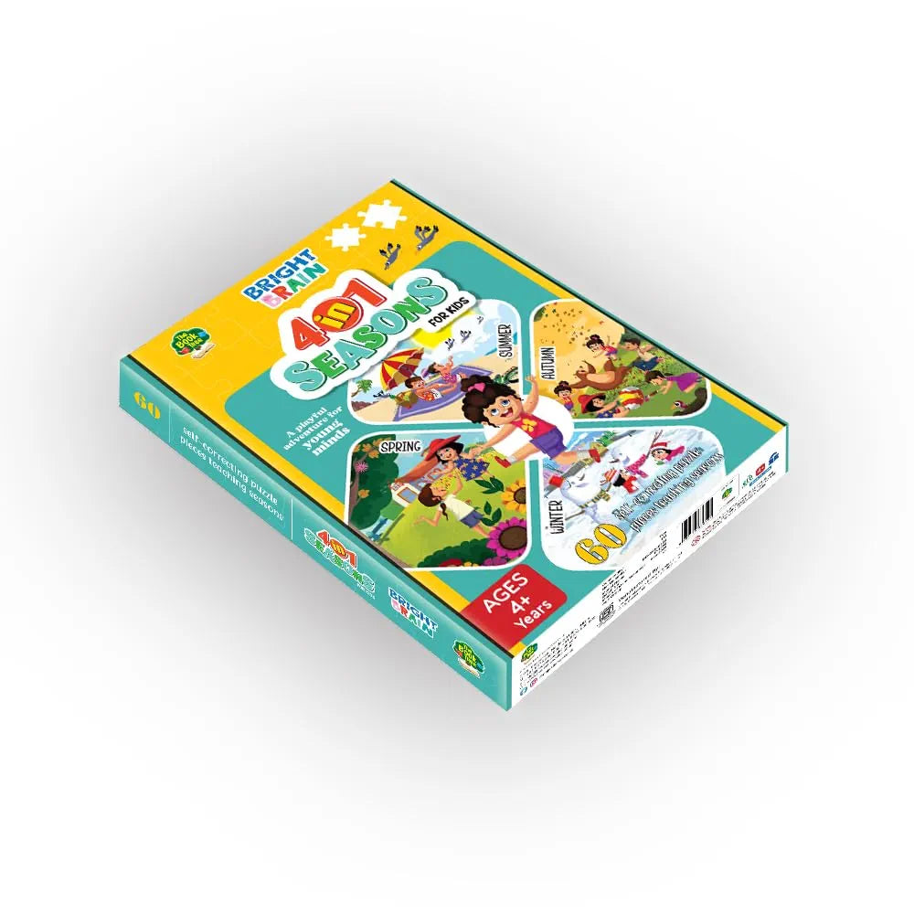 The Book Tree Bright Brain 4 in 1 Indian Seasons Jigsaw Puzzle for Kids, 60 Piece Puzzles | Educational Toy for Ages 3 and Above, Gift Box by Majestic Book Club