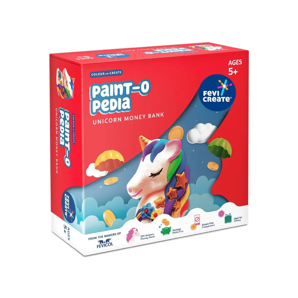 Fevicreate Unicorn Money Box | Art and Craft Kit | Piggy Bank for Kids Return Gift | Learn Saving Skills & Gain Financial Knowledge | Gullak for Girls & Boy| Creative Toys for Kids 5+ years By Fevicol