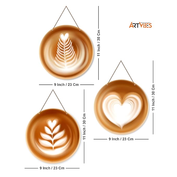 Artvibes Coffee Latte Art Wood Wall Hanger for Home Decor