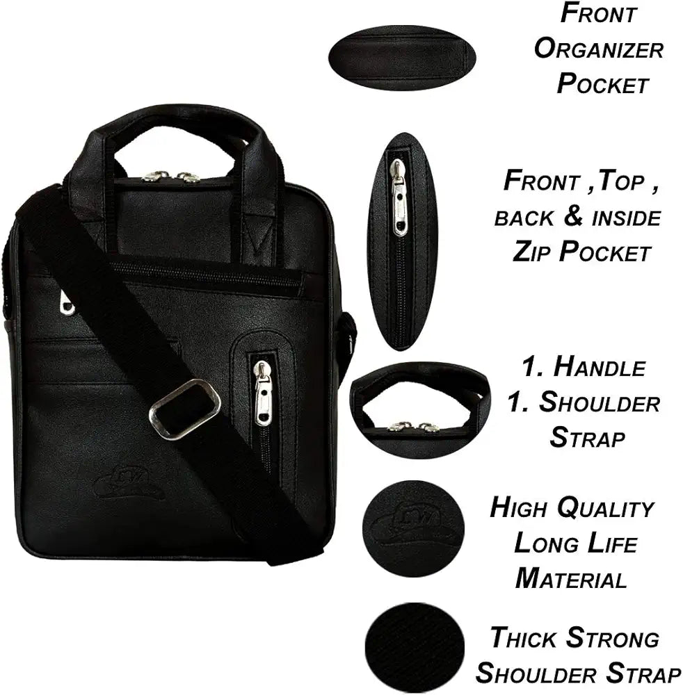 Leather World PU Leather Sling Bag Men Cross Body Travel Office Business Messenger Women  