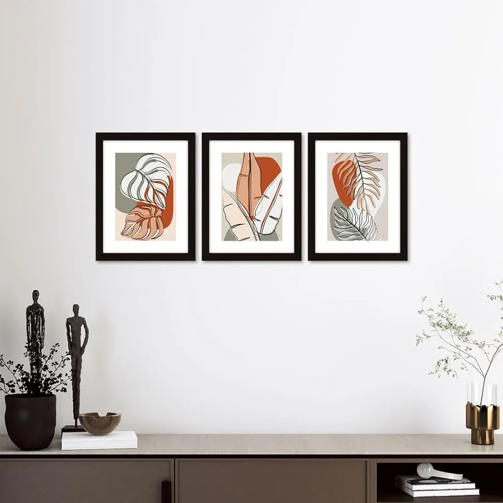 ArtX Paper Boho Leaf Wall Painting Set of 3