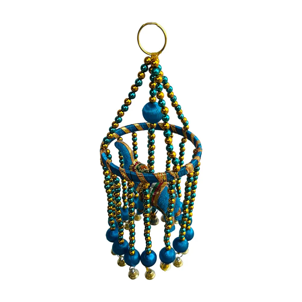 Kuber Industries Rajasthani Traditional Windchimes Hanging Ring Elephants with Bells
