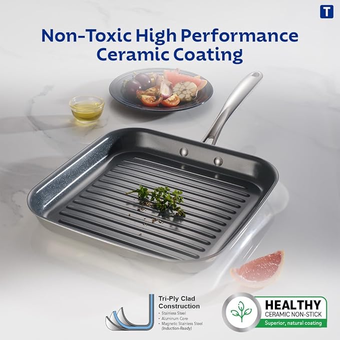 Tramontina Fusao Healthy Triply Ceramic 26cm Grill Pan