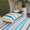 Urban Space Serene Bedsheet for Double Bed 2 Pillow Covers (Colour Multicolour Stripes Blue)