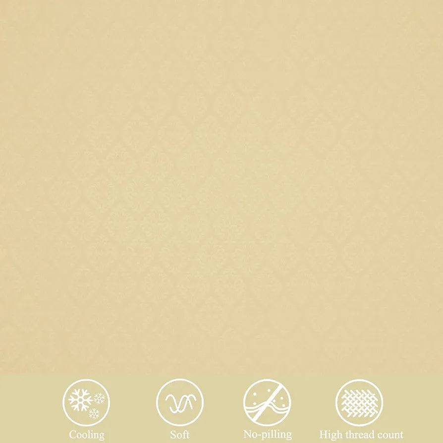 Fresh From Loom Rotary Printed King Size Double Bedsheet Microfiber Bed Sheets With 2 Pillow Covers 144 TC Light Beige Damas