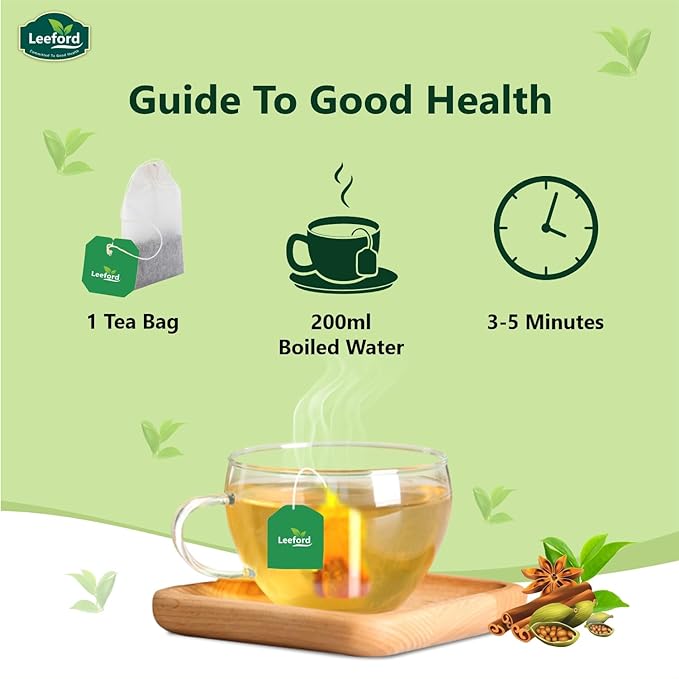 Leeford Elaichi Matcha Green Tea For Weight Loss - 25 Infusion Bags
