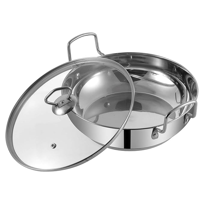 Vinod Stainless Steel Kadhai with Glass Lid - 1.7 Litre, 20cm | Extra Thick, SAS Heavy Bottom | Kadai for Cooking