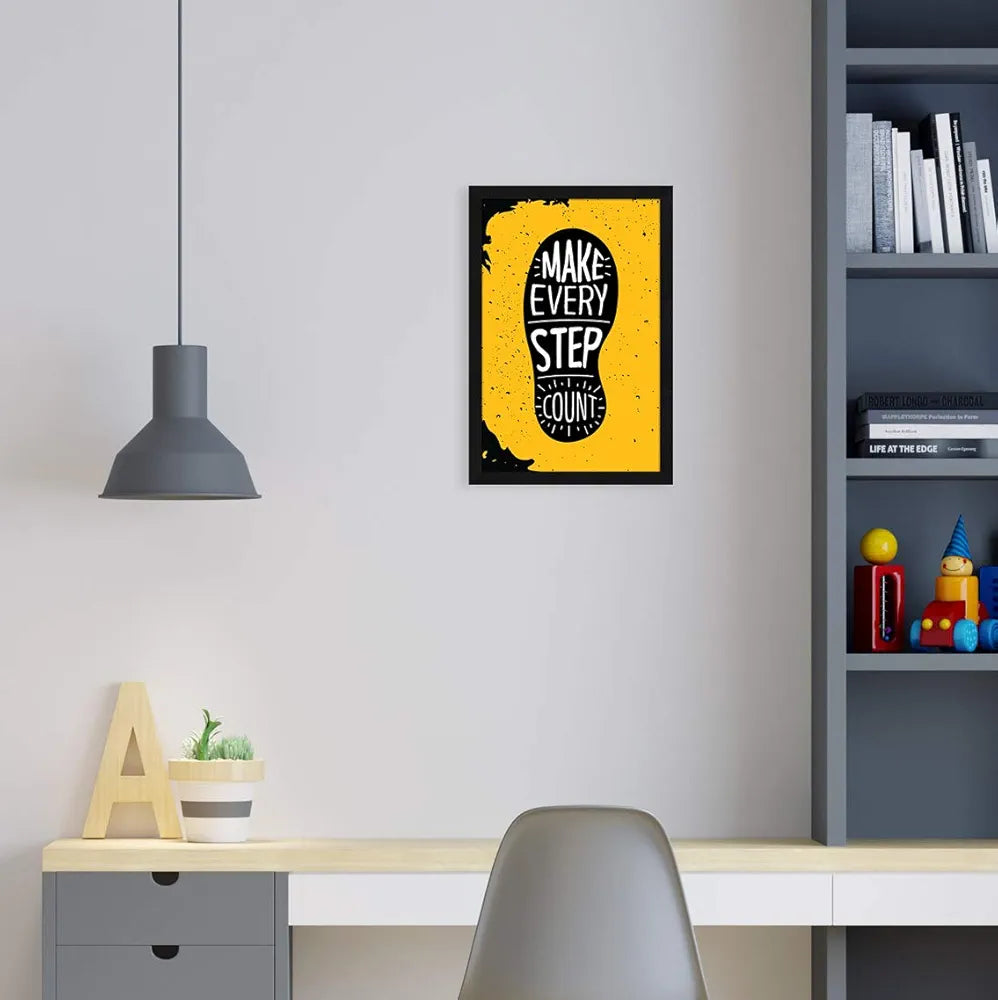 ArtX Paper Motivational Quote Make Every Step Count Wall Frame Art Painting