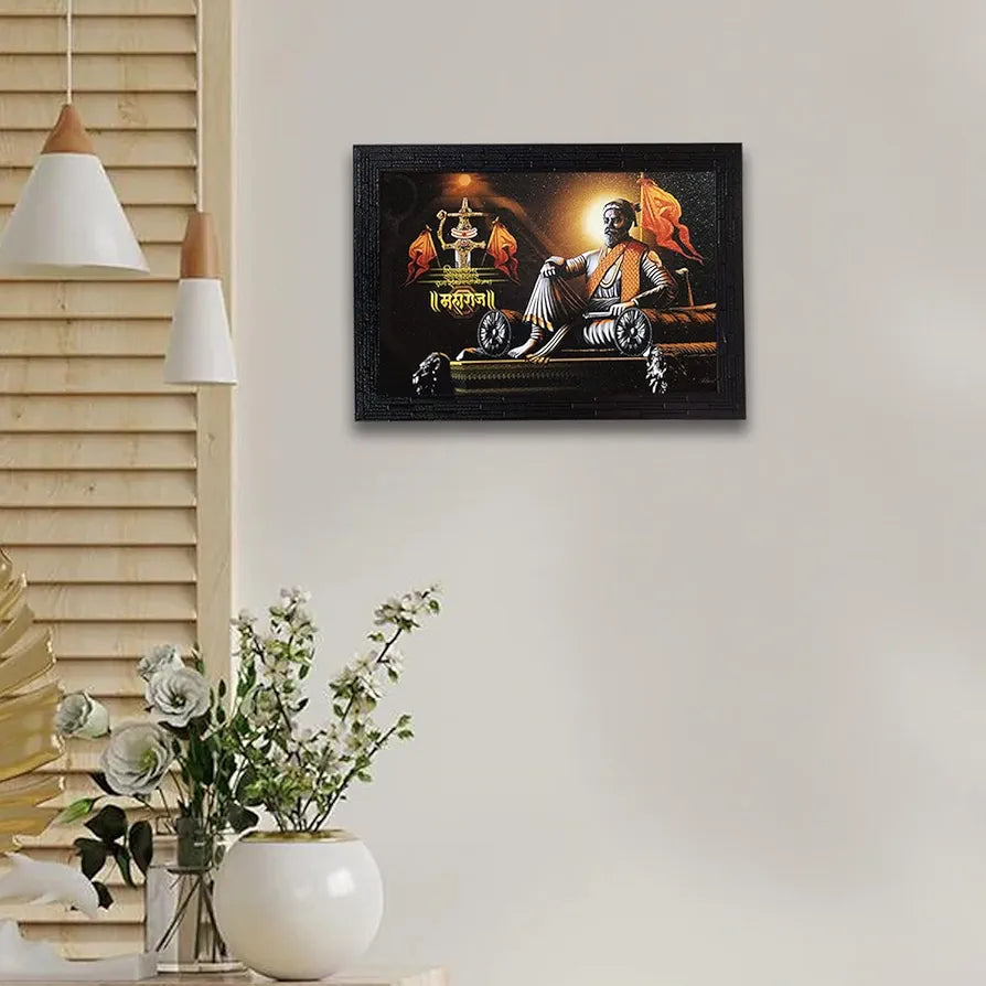 Lifehaxtore Wooden Framed Painting of Shri Shivaji Maharaj