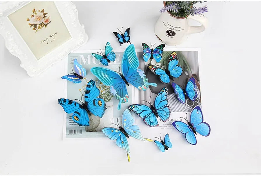 Jaamso Royals Blue 3d Magnet Butterfly Stickers -self-adhesive