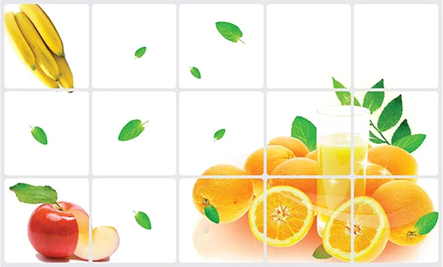 Jaamso Royals Multicolor Fruits Wall Tiles Stickers Waterproof Kitchen Stickers Fruits
