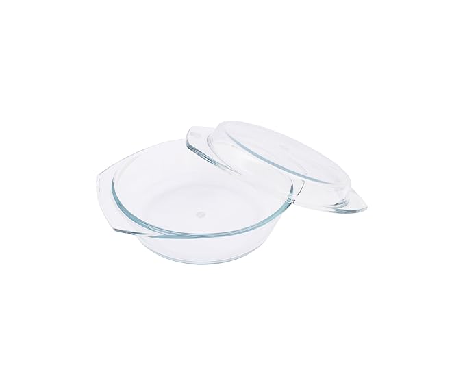 Borosil round glass casserole with lid
