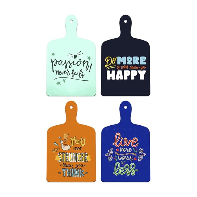 Artvibes Designer Wooden Wall Hanging for Home Decor | Motivational Quotes Decorative Items | Artworks Hanger | Set of 4