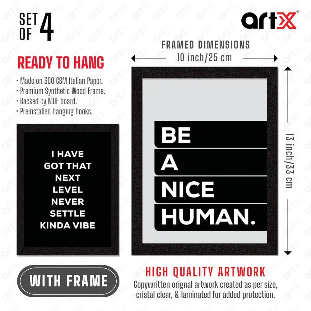 ArtX Paper Famous Motivational Quotes AXF00164-MOT Framed Posters Set of 4