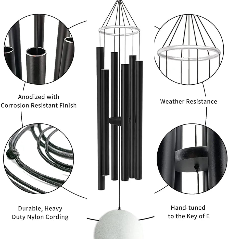 Paradigm Pictures 30.5 inch Big Wind Chimes silver black