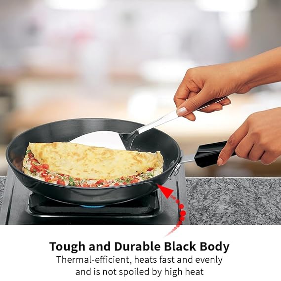 Hawkins Futura 22 cm Frying Pan Hard Anodised Fry Pan with Stainless Steel Lid