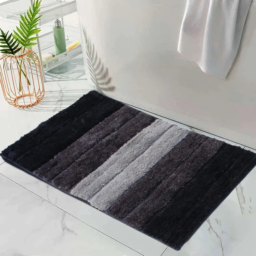 Luxe Home International Microfiber Rectangular Bath mat Soft Anti Slip Skid Luxury Mats 40X60 Cm Colour Anthra (Pack of 2)