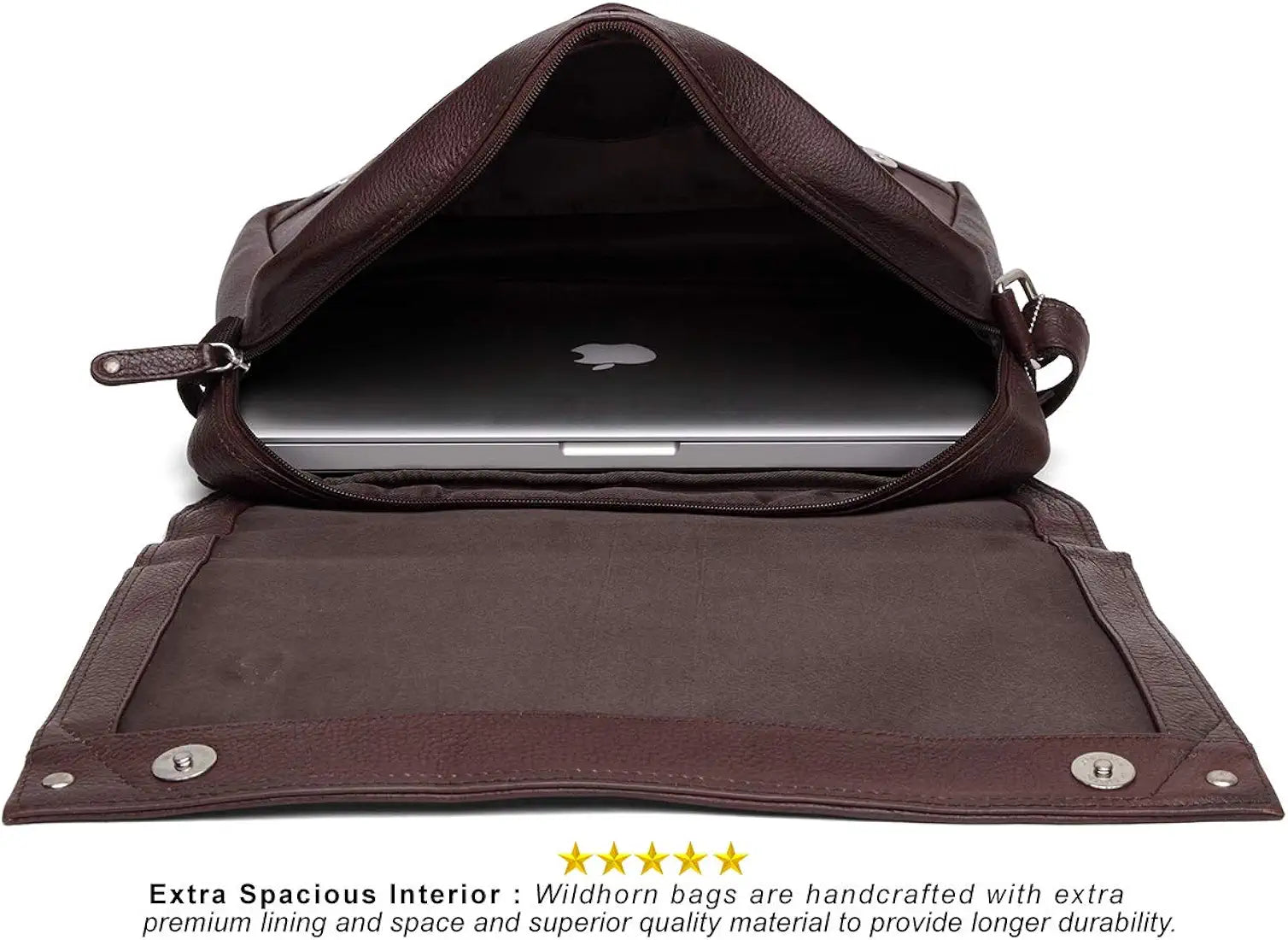 WildHorn® Classic Leather 15.5 inch Laptop Messenger Bag for Men I Office Bags I Travel Bags I Adjustable Strap I DIMENSION : L-15.5 inch W-3 inch H-12 inch