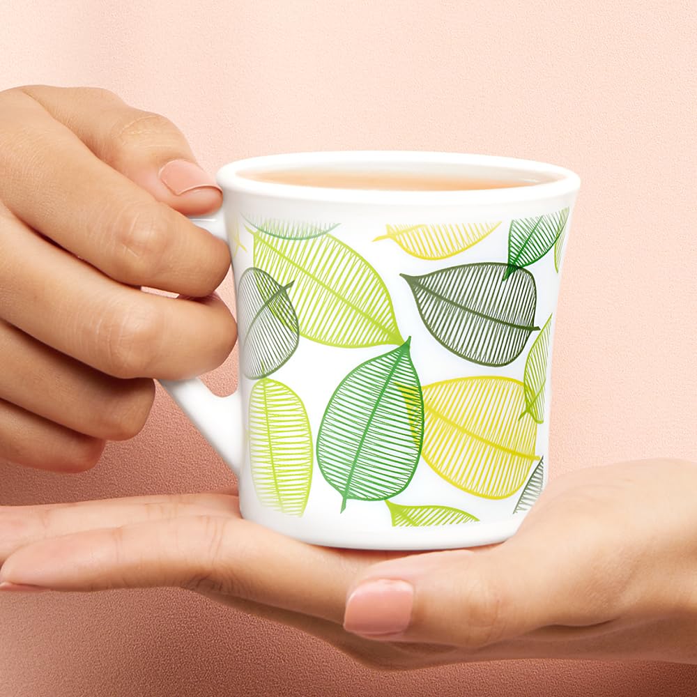 Larah by Borosil Crysta Series Noma Opalware Mug | Set of 6 Tea/coffee Mugs | 160 Ml Each