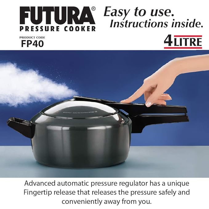 Hawkins Futura 4 Litre Pressure Cooker Hard Anodised Inner Lid Pressure Cooker Pan Cooker Black