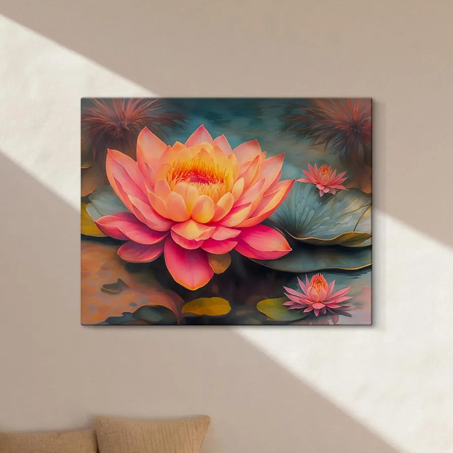 ArtX Canvas Bloomed Lotus Painting For Vastu Big Size Nature