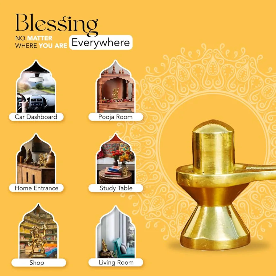 Ekhasa Pure Brass Shivling for Home Puja Golden Shiva