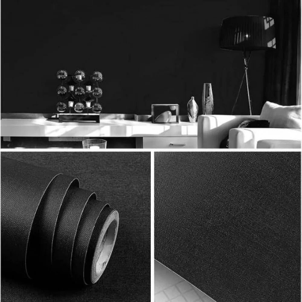 Indian Royals Black Plain Matte Wallpaper for Walls Wall Stickers for Kitchen Black