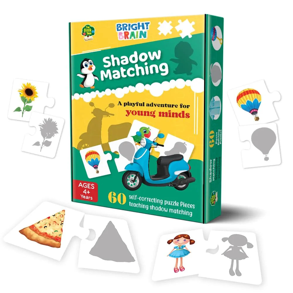 The Book Tree Bright Brain Shadow Matching 60  Piece Jigsaw Puzzle for Preschoolers, Educational Toy for Learning Matching Pictures, Gifts for Kids Ages 3 to 6 by Majestic Book Club