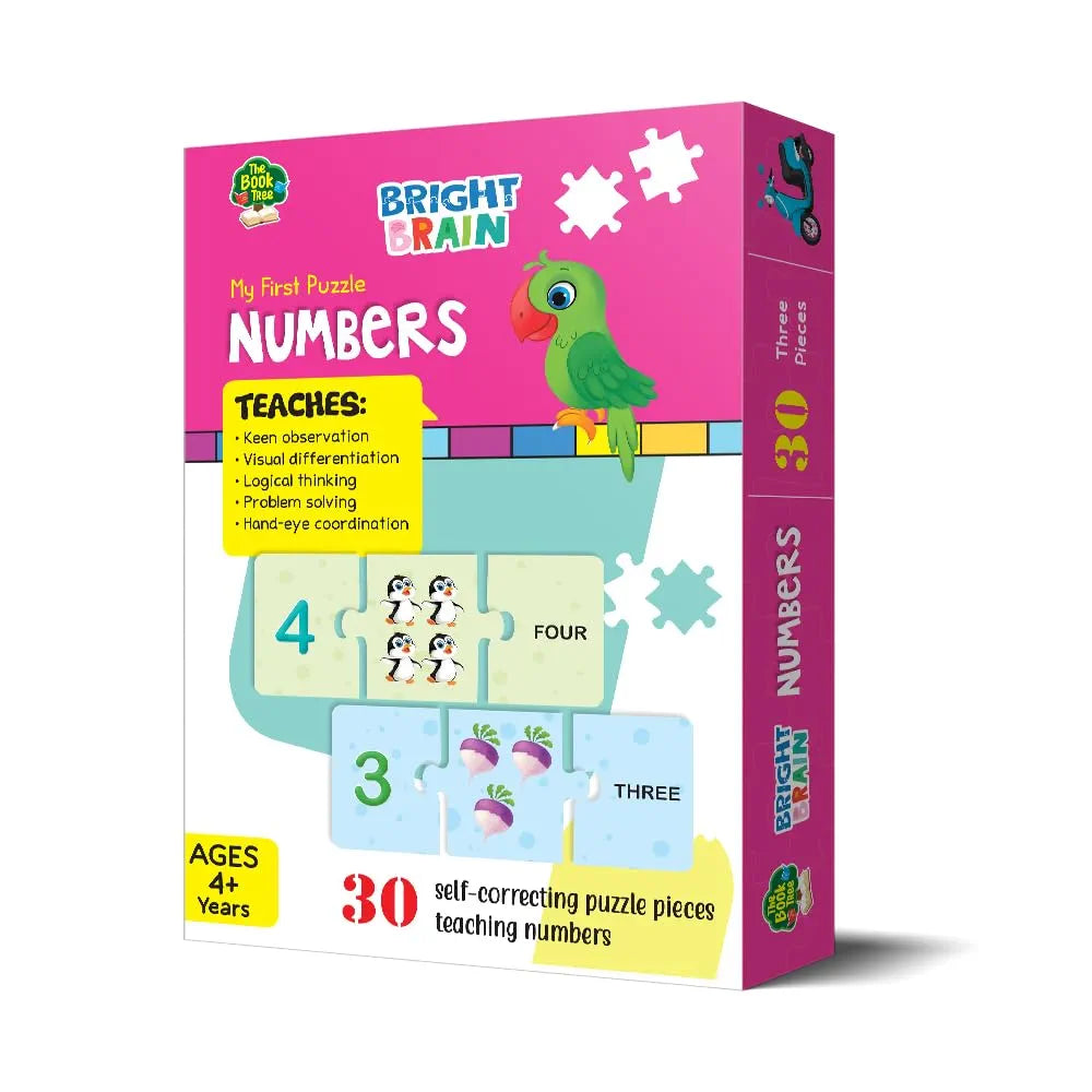 The Book Tree Bright Brain Numbers 30 Piece Jigsaw Puzzle for Preschoolers, Educational Toy for Learning 123, Gifts for Kids Ages 3 to 6 by Majestic Book Club