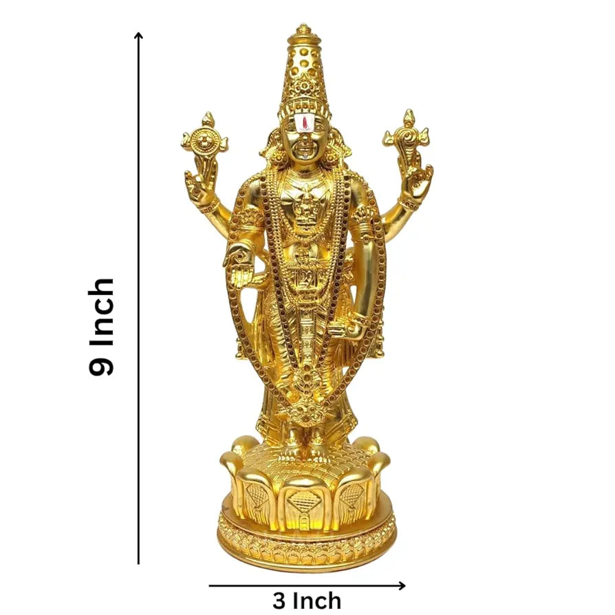 Gold Art India Lord Tirupati Balaji Idol Murti for Mandir Gold Matte