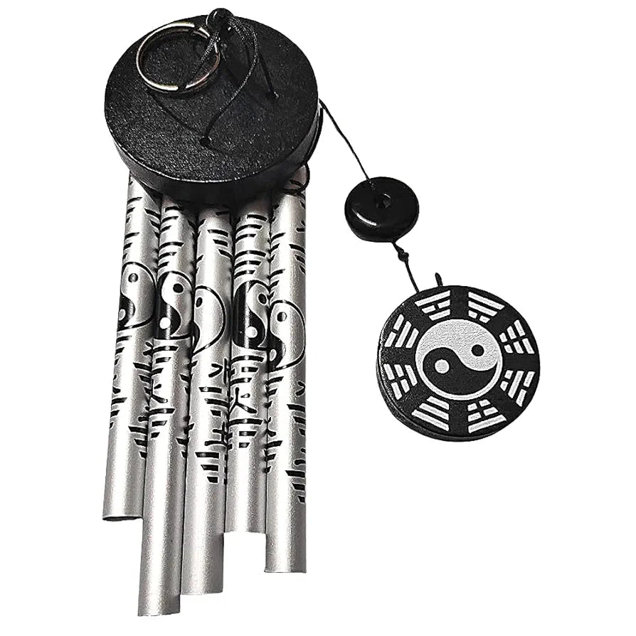 Aluminium Feng Shui Vastu Wind Chime 5 Pipe 45 cm silver