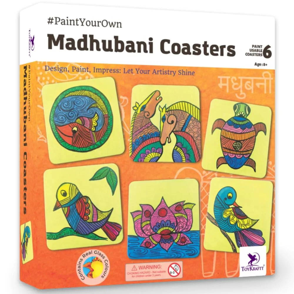 TOYKRAFTT Glass Painting Kit for Kids| Gifts for Girls Boys Age 8+| Madhubani Arts & Crafts Kit Glass Painting Madhubani Kit