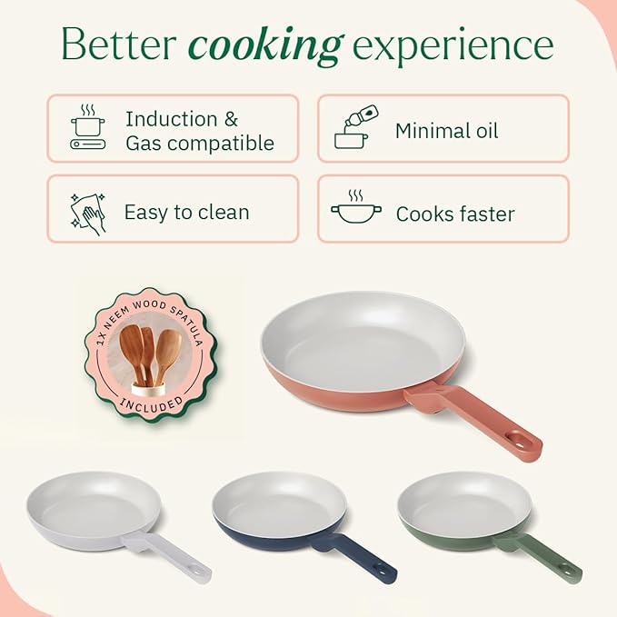 Ember Cookware Arcilla Ceramic Non-stick Egg Pan 20cm | Matching Handle | Florence Series | Terracotta