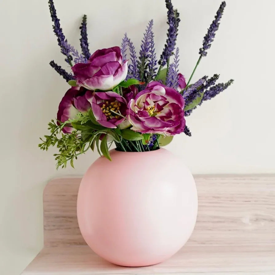 Behoma Metal Ball Round Vase Pink Medium Flowers not Included